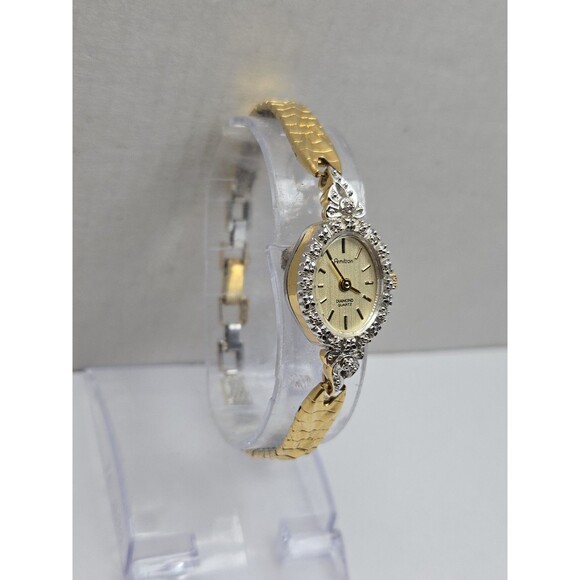 Vintage Armitron Diamond Quartz Womens Gold Tone Oval Cocktail Watch New Battery main image 10